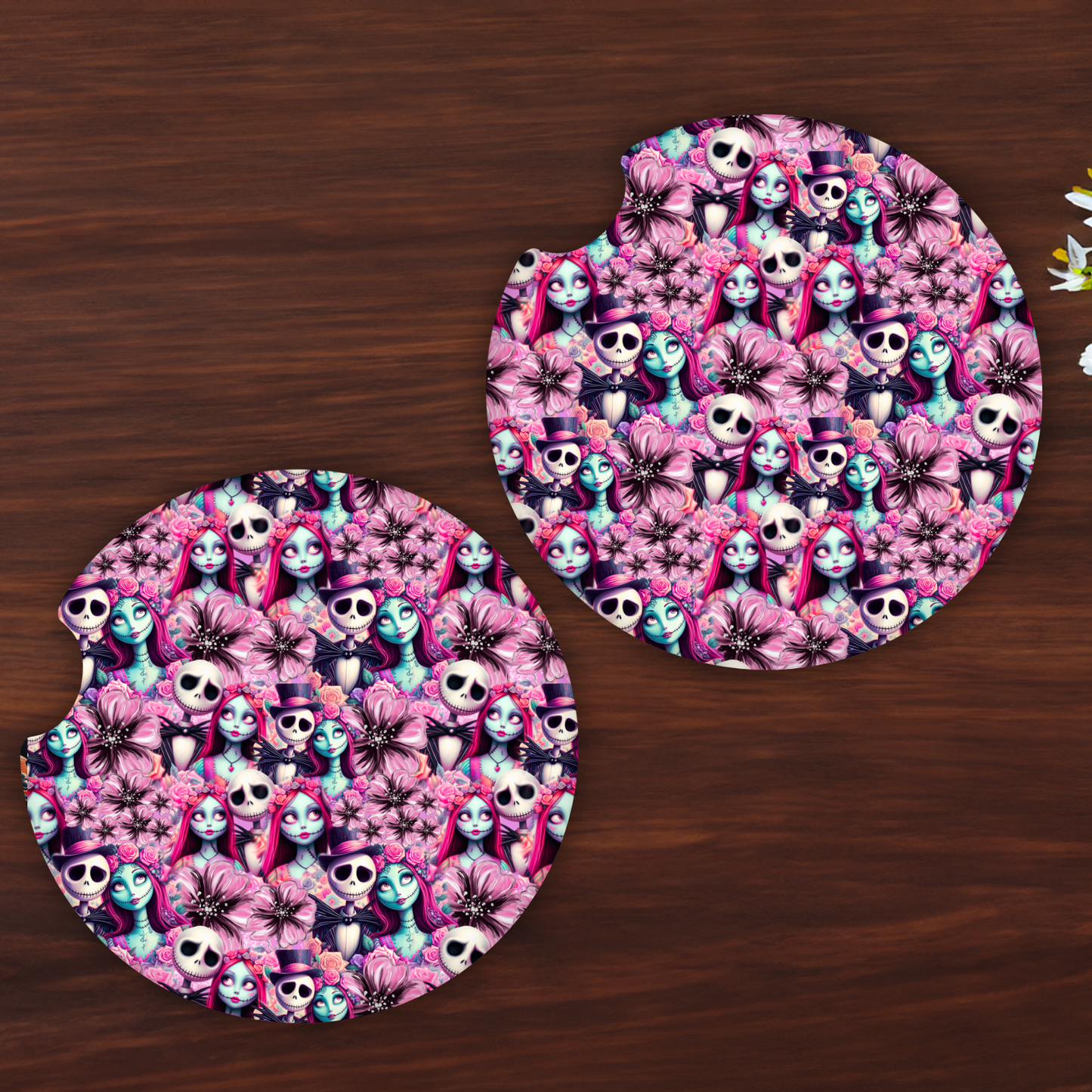 NBC PINK FLOWERS car coasters