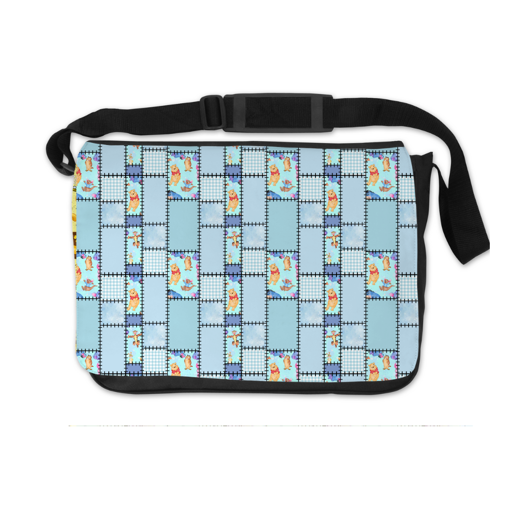 POOH BLUE PLAID MESSENGER BAG