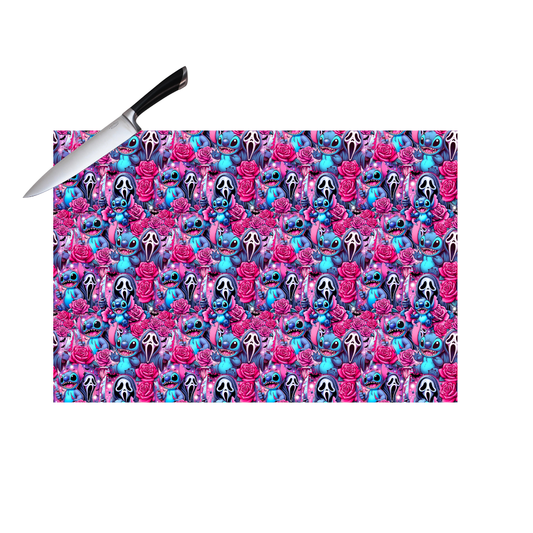 GHOSTFACE AND STITCH   CUTTING BOARD