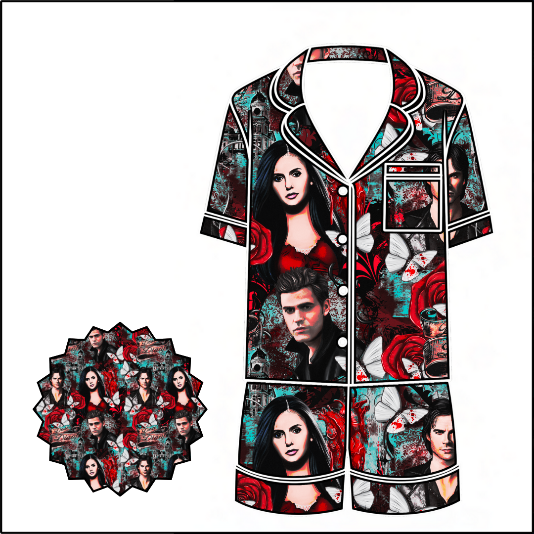 Tvd dear diaries pjs button down silky