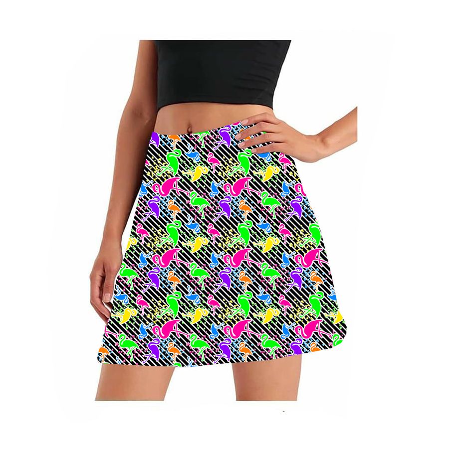 Neon flamingos skort