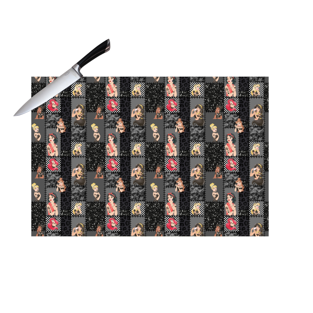 PLAID TATTOO  PRINCESS  CUTTING BOARD