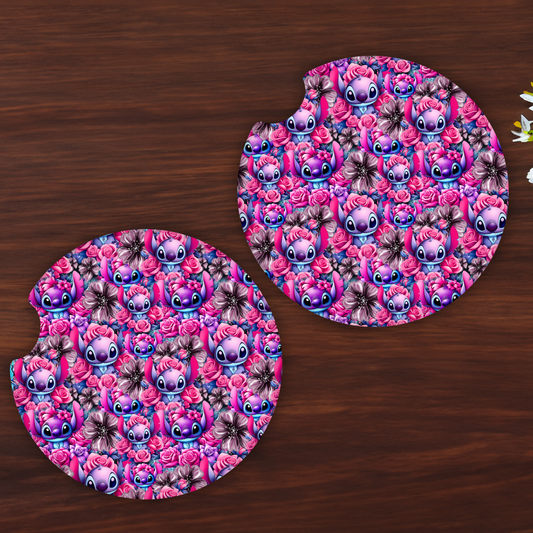 ALIEN PINK FLOWERS car coasters