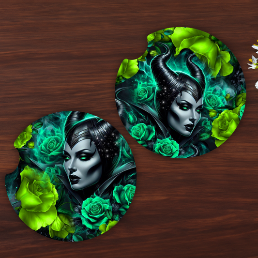 EVIL QUEEN GREEN  car coasters