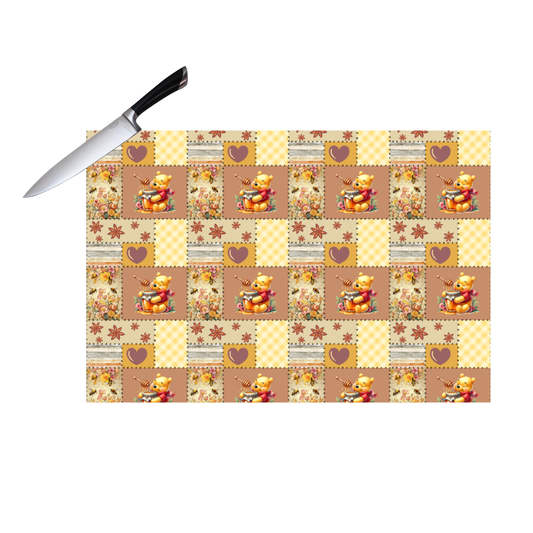 POOH BROWN PLAID   CUTTING BOARD