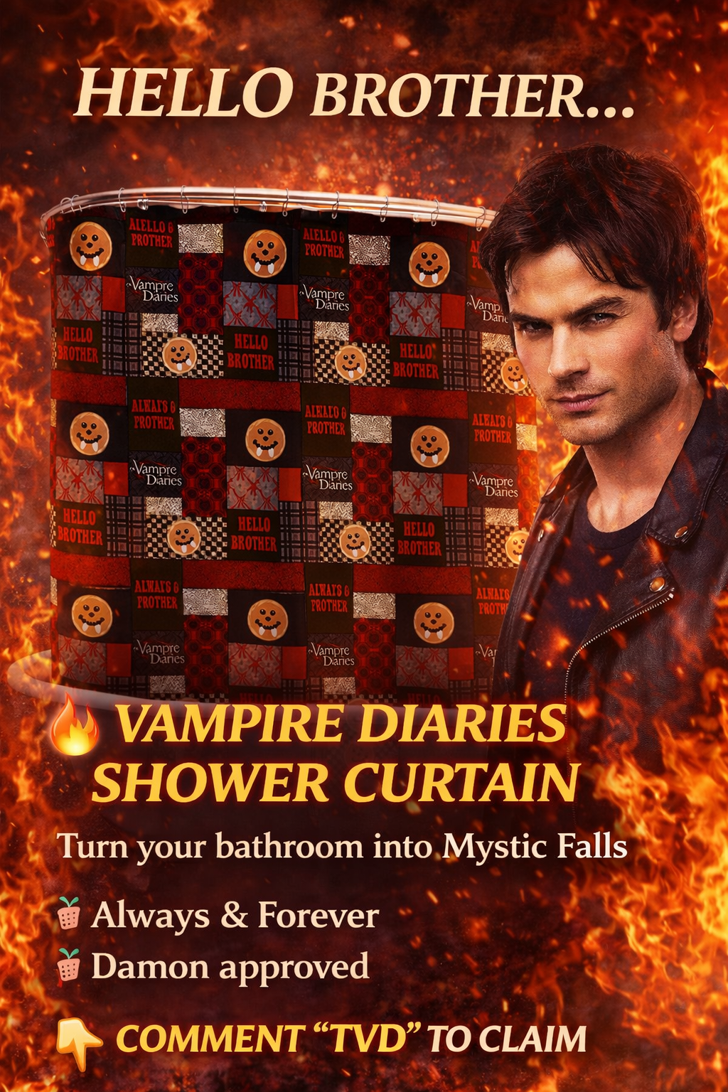 HELLO BROTHER SHOWER CURTAIN