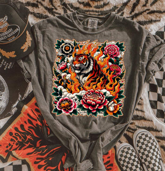 Tiger with fire