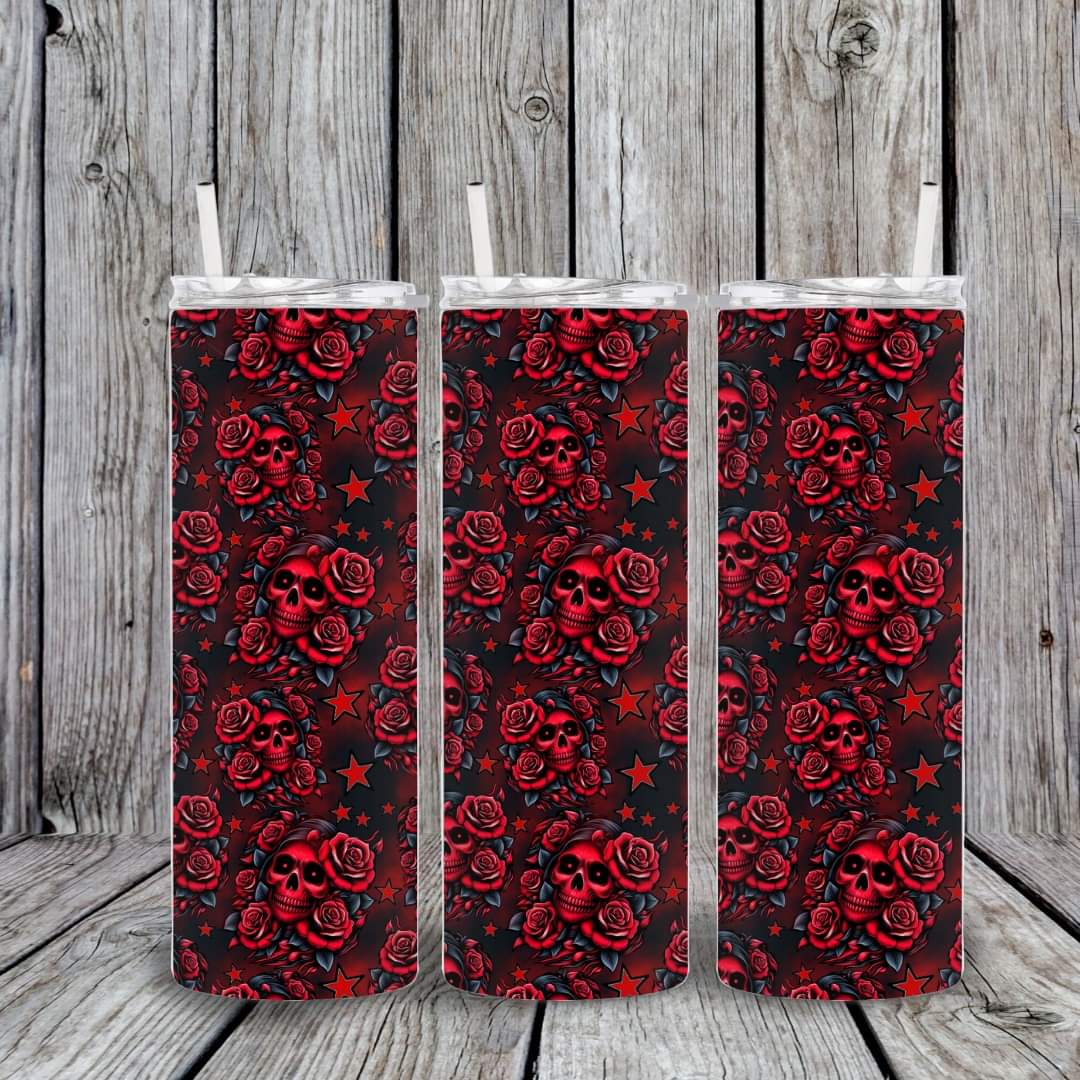 Red skull with roses