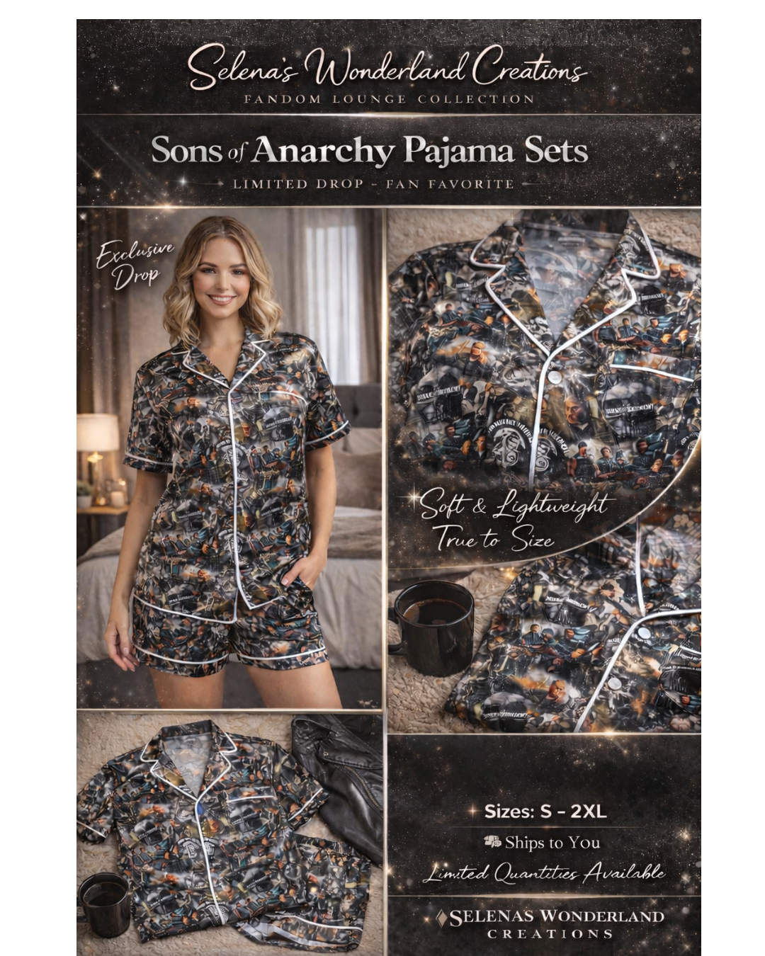 SOA pjs button down silky