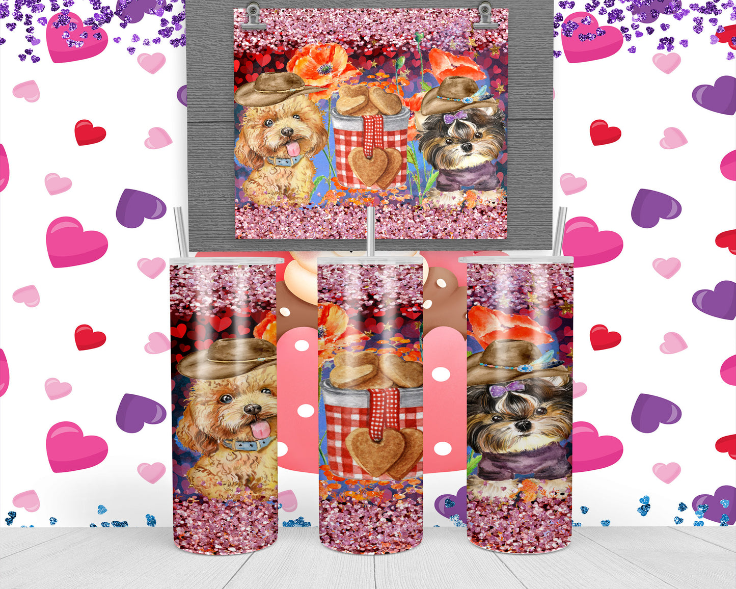 Yorkie tumbler  with cookies